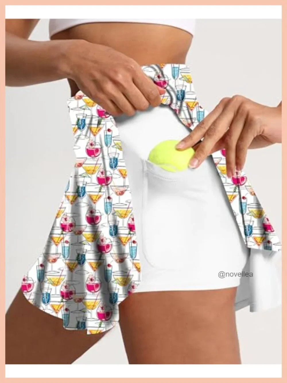 High Waisted Tennis Skort with Built-in Shorts Pocket and Pleated Skirt
